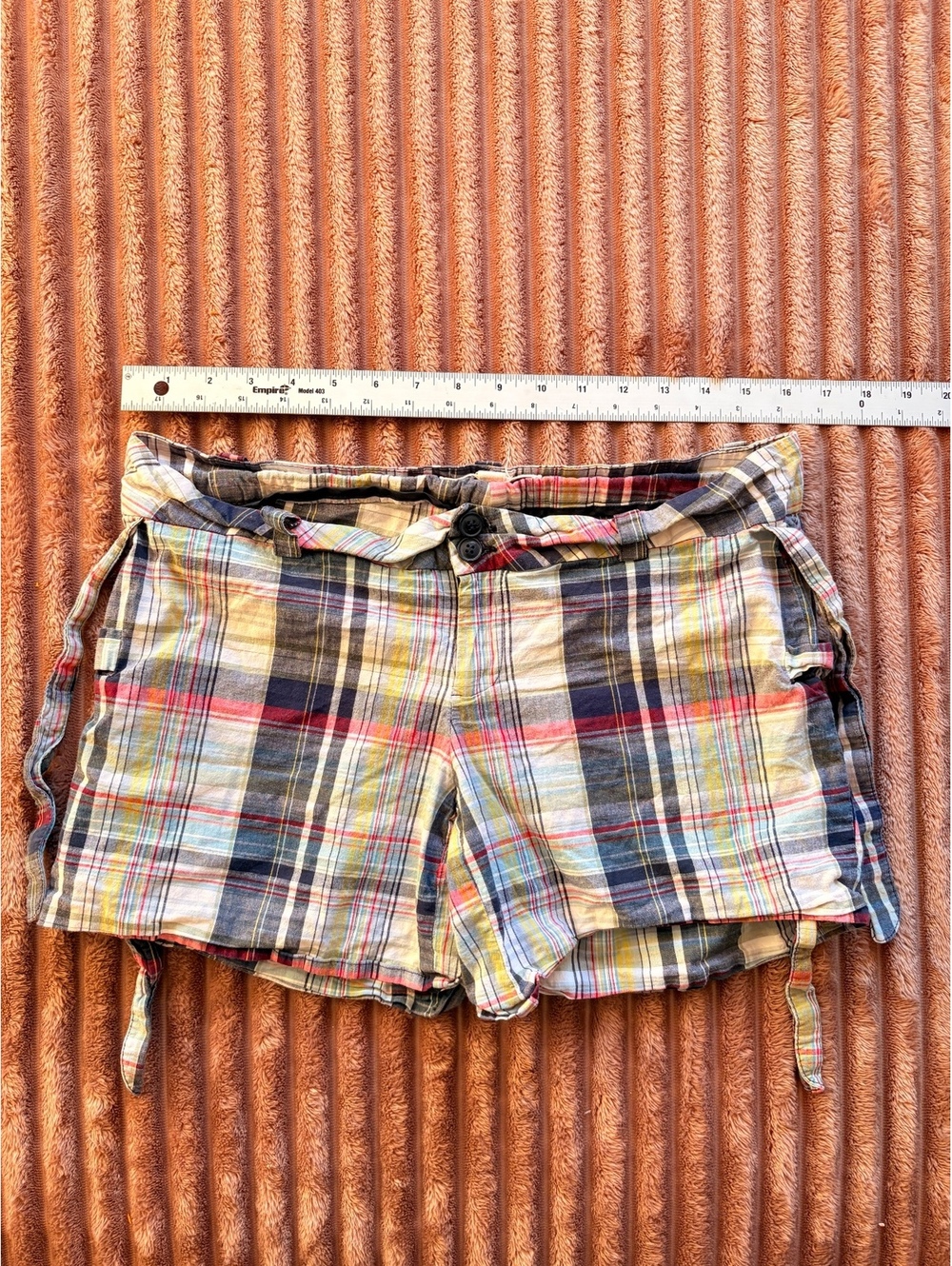 Y2K Scene Twentyone Multicolor Plaid Casual mini Shorts booties Side Ties #12